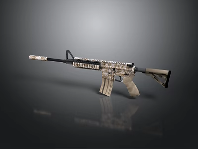 Modern Tactical Assault Rifle With Camouflage Pattern And Detailed Components 3d model