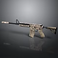 Modern Tactical Assault Rifle With Camouflage Pattern And Detailed Components