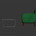 Green Tufted Sofa With Wooden Legs And Oval Marble Coffee Table With Metal Frame