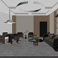Elegant Hotel Mahjong Room Interior Design With Comfortable Sofas And Wooden Tables