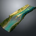 Scenic Winding Clear Turquoise River Flowing Through Lush Green Forest Landscape