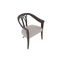 Modern Elegant Dining Chair With Wooden Curved Frame Intertwined Legs And Beige Cushion