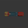 Futuristic Sci Fi Pistol With Blue Red Yellow Accents Green Sight Light And Black Grip