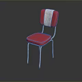 Stylish Single Chair With Red White Backrest Red Seat Cushion And Metal Legs