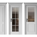 White Hinged Doors with Panel and Glass Pane Designs for Interior Spaces 3d model