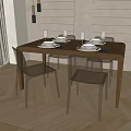 Nordic Dining Table and Chair Combination 3d model