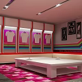 Heart Fitness Center Interior With Red White Decor Circular Red Striped Door And Lockers