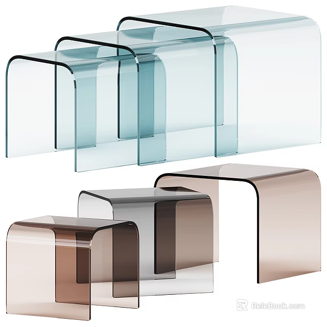 Modern Transparent Acrylic Side Tables In Various Colors For Living Room Decor 3d model 