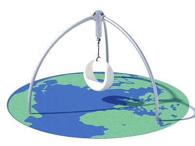 Garden Ornament With Arched Metal Frame White Circular Swing And Earth Shaped Green Blue Ground 3d model