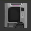 Retro Computer Terminal with Gray Body Black Screen and Pink Side Panel 3d model