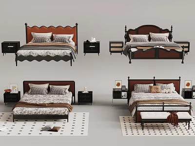 50 French Double Bed 3d model