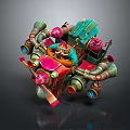 Vibrant Fantasy Game Character Riding Colorful Mechanical Vehicle With Pipes And Engines