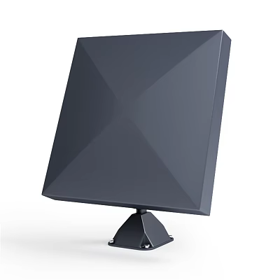 Gray Square Industrial Equipment Featuring Cross Design and Durable Base Stand 3d model