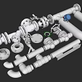 Comprehensive Industrial Pipeline Components Set with Valves Flanges Elbows and Fittings