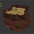 Brown Sack Filled With Shiny Gold Coins On Dark Background 3d model