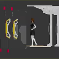 Futuristic Sci Fi Entrance Chambers Gray Structure With Yellow Red Warning Stripes Transparent Panels