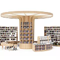 Modern Bookshelf Round Solid Wood Bookshelf 3d model