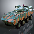 Camouflaged Armored Military Vehicle With Six Wheel Design And Weapon System