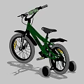 Green Children's Bicycle With Training Wheels Sturdy Frame And Safe Design