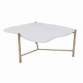 Modern Table and Chairs Set Featuring White Petal Shaped Top and Gold Metal Legs