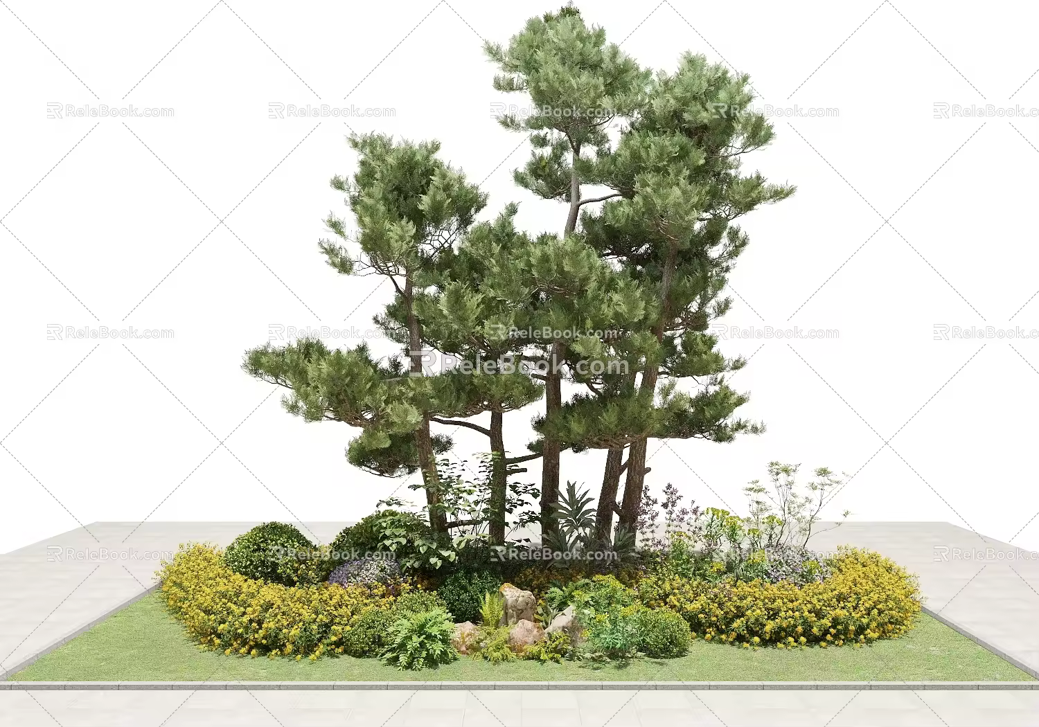 Modern Pine Outdoor Plant Greening Landscape 3d model