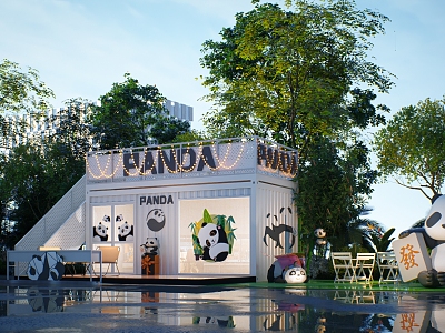 Panda Container Restaurant Catering Building Milk Tea Shop model