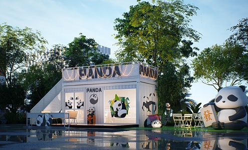 Panda Container Restaurant Catering Building Milk Tea Shop 3d model