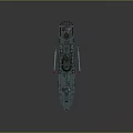 Military Warship Naval Vessel With Guns Number 124 Dark Red Hull