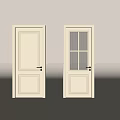 White Interior Swing Doors with Solid Panel and Glass Panel Design Features 3d model