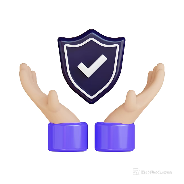 Game Movie Character Hands With Blue Sleeves Holding Shield And White Checkmark 3d model 