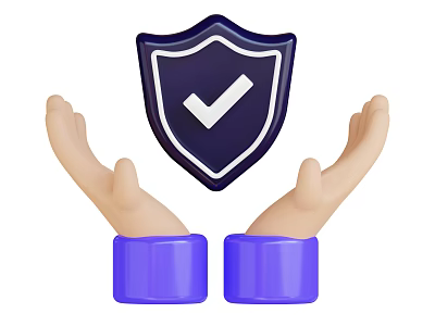 Game Movie Character Hands With Blue Sleeves Holding Shield And White Checkmark 3d model