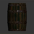 Rustic Wooden Barrel With Metal Hoops And Natural Wood Grain Texture