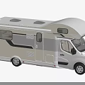White Recreational Vehicle Exterior With Side Windows Roof Vents And Sliding Doors