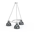Modern Black Metal Chandelier Design With Three Hanging Lights And Circular Frame