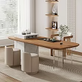 Cream Style Large Board Table Tea Table and Chair Combination Tea Table Tea Table Tea Room Tea Table Balcony Tea Table 3d model