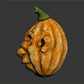 Anthropomorphic Pumpkin Character With Expressive Blue Eyes Facial Features And Green Stem