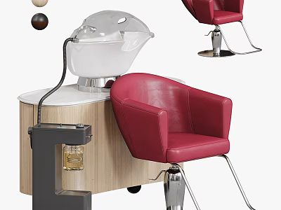 Modern Hair Salon Equipped With Barber Chairs And Wash Station 3d model