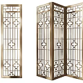 Modern Folding Room Dividers With Laser Cut Geometric Patterns And Metal Frames 3d model