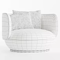 Modern Beige Velvet Single Sofa with Rounded Curved Armrests and Two Cushions