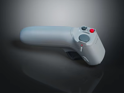 Gray Electronic Game Controller Handle With Red Button And Control Joystick 3d model