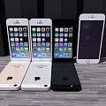 Apple Smartphones In White Gold Black With Display Screens And App Icons
