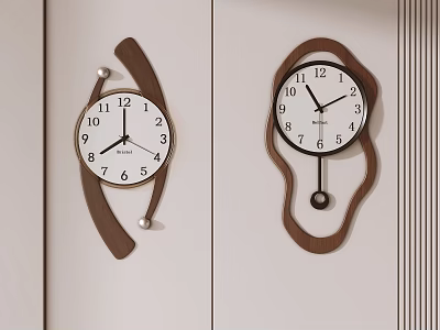 Artistic Modern Wall Clocks With Unique Curved Frame And Pendulum Design For Home Decor 3d model