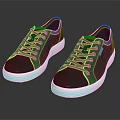 Black Lace Up Casual Sneakers With White Soles And Orange Accents Stylish Design