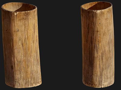 Rustic Wooden Cups With Natural Wood Grain And Cylindrical Design 3d model