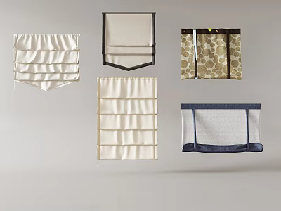 Various Stylish Roman Blinds With Different Colors Patterns And Designs For Windows 3d model