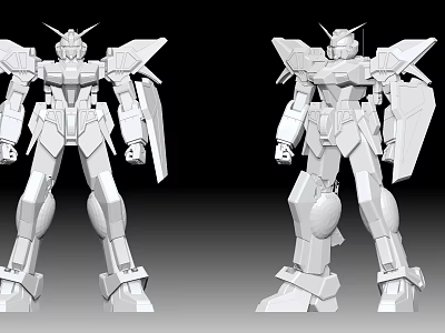 3D Rendered Gundam Model With Two Different Angles And Detailed Mechanical Design 3d model