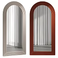 Modern Arched Mirrors With White And Red Wooden Frames For Interior Decor 3d model