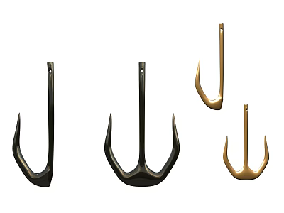 Modern Black And Gold Hooks With Stylish Design For Home Hanging Use 3d model