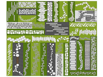 Diverse Road Facilities With Various Pavement Designs Stone Patterns And Pathway Elements 3d model