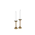 Golden Decorative Candle Holders With White Candles Set Of Two